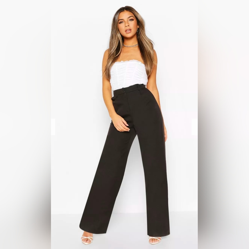 PETITE WIDE LEG BELTED DRESS PANTS / 4-S (EUC)
